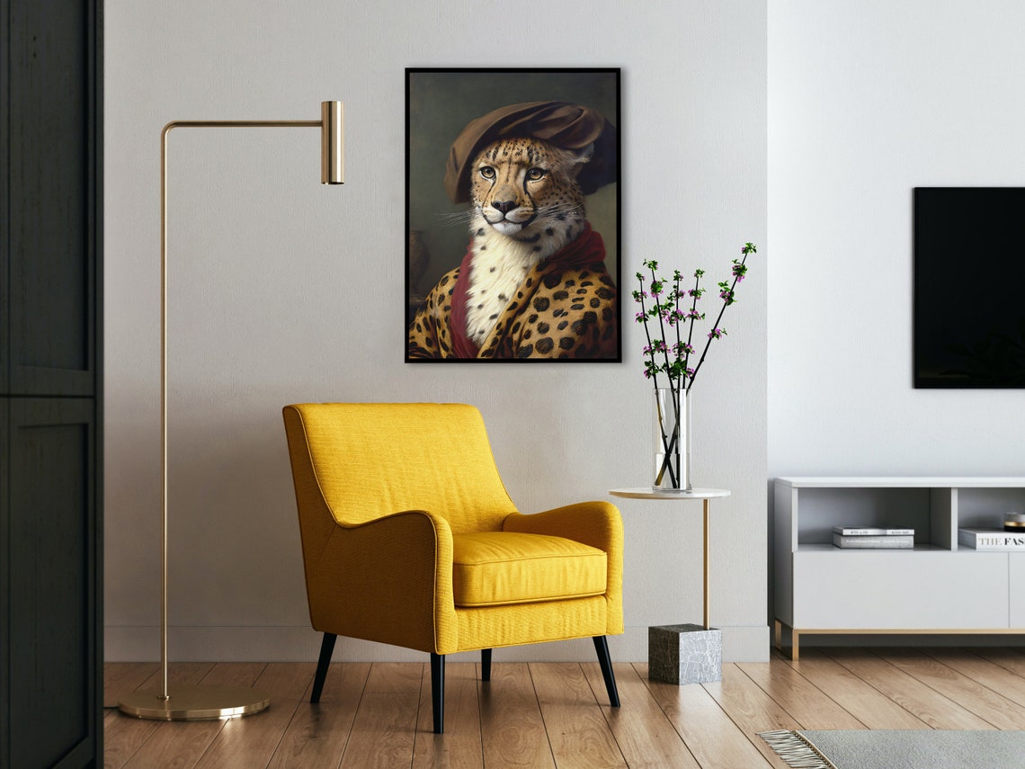 Regal Noble Cheetah Baroque Style Portrait Funny Animal Wall Art - Image 4