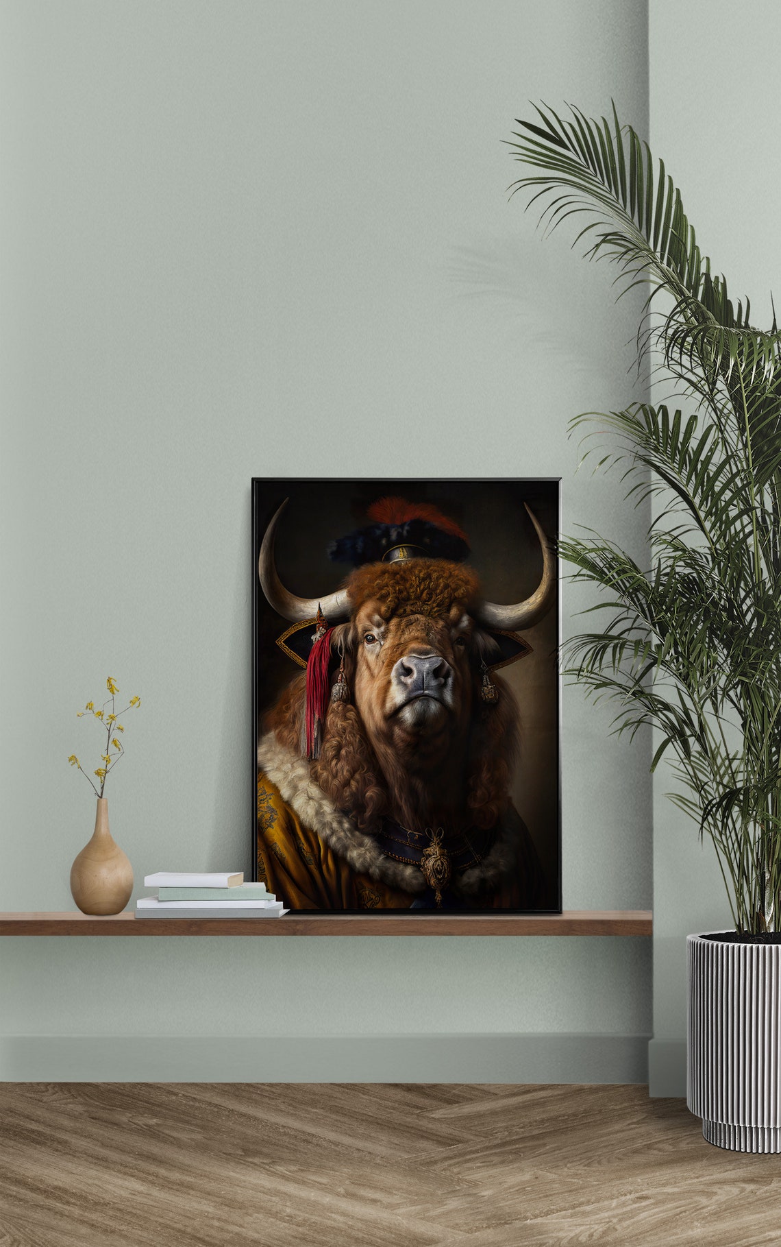 Portrait Of A Noble Bison Baroque Style Wall Decoration Animals Bison Poster Wall Poster To Frame - Image 2