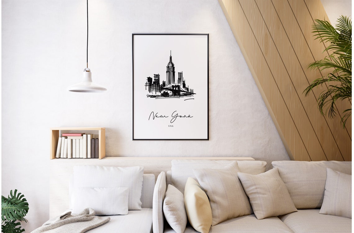 New York City Skyline Line Art Sketch Minimalist Modern City Poster - Image 4