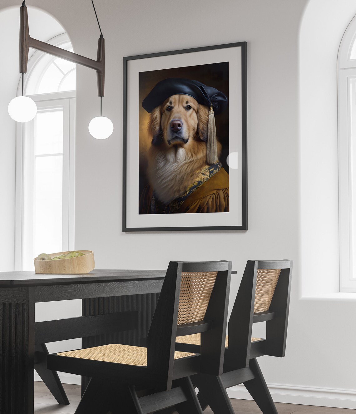 Golden Retriever Portrait, Baroque Style Art Print - Image 4