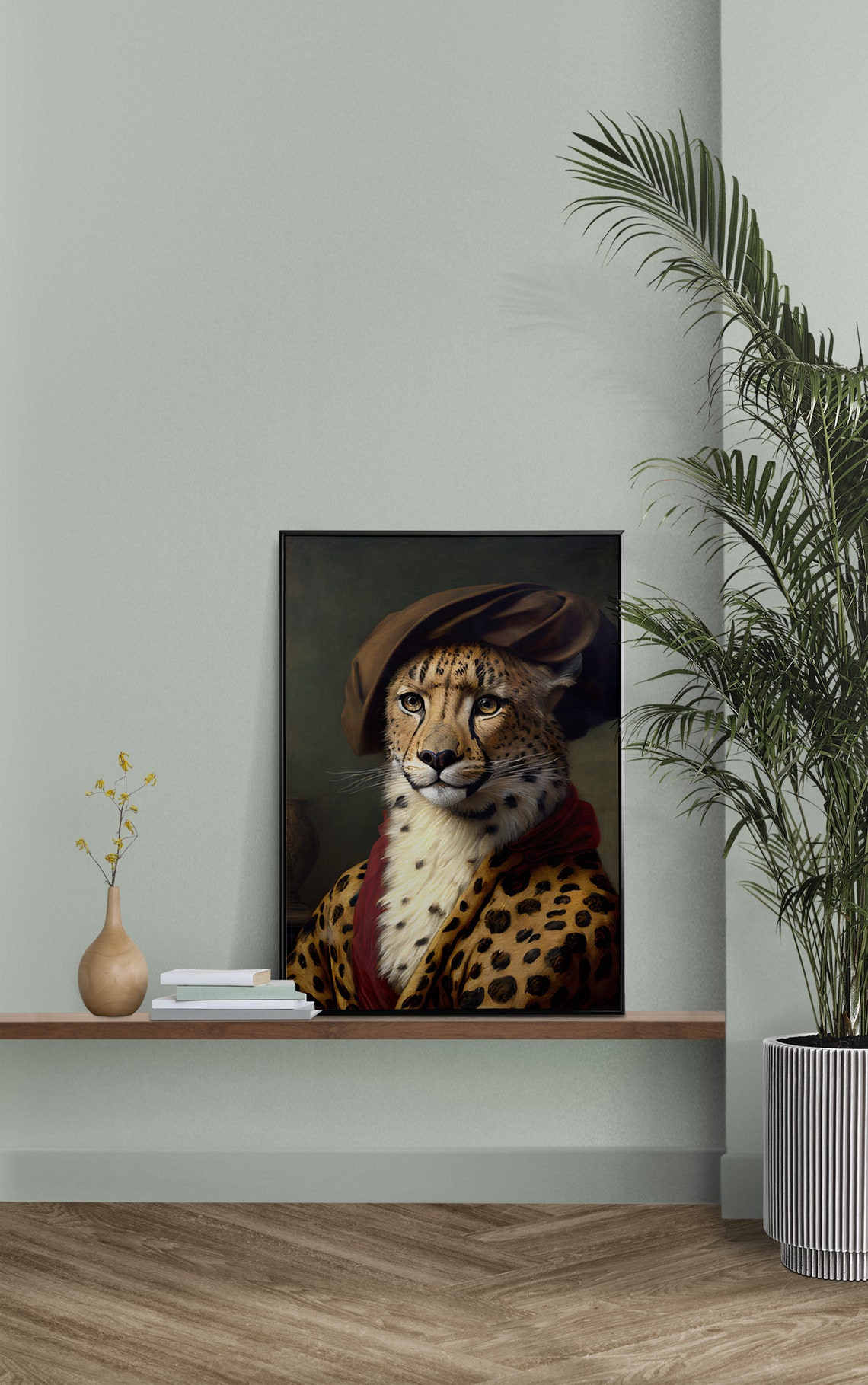 Regal Noble Cheetah Baroque Style Portrait Funny Animal Wall Art - Image 2