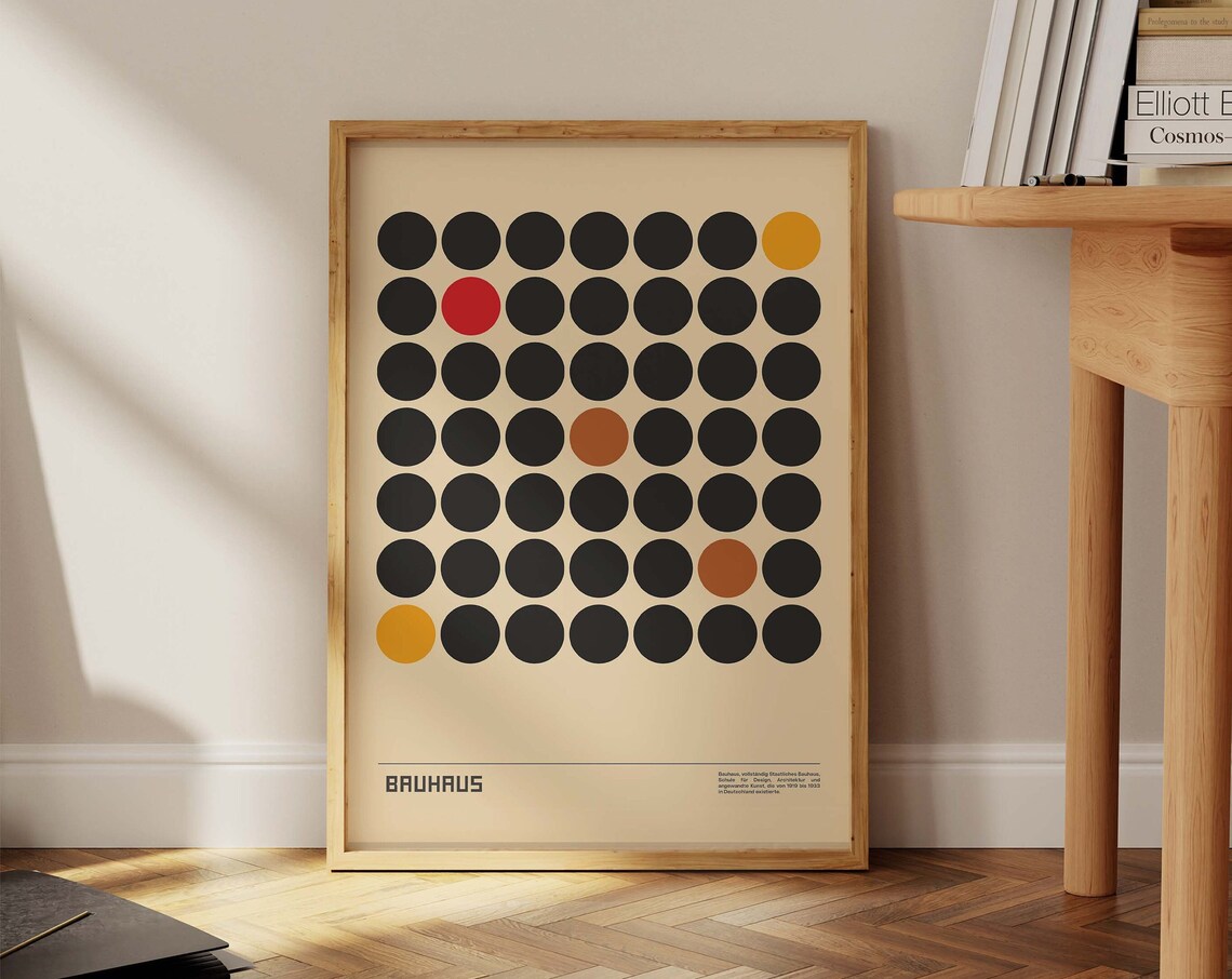 Bauhaus Dot Grid Exhibition Poster Minimalist Circle Geometric Art - Image 2