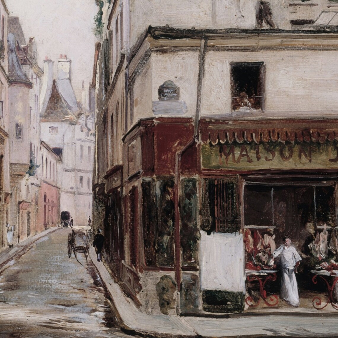 Old Paris Street Scene Vintage Cityscape Antique French Art Poster - Image 2