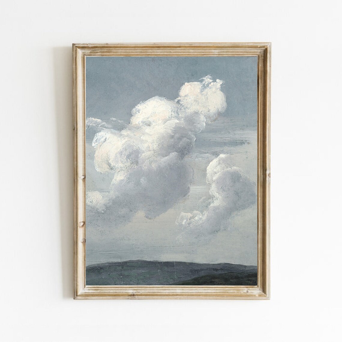 Vintage Cloud Landscape, Blue Sky Art Print