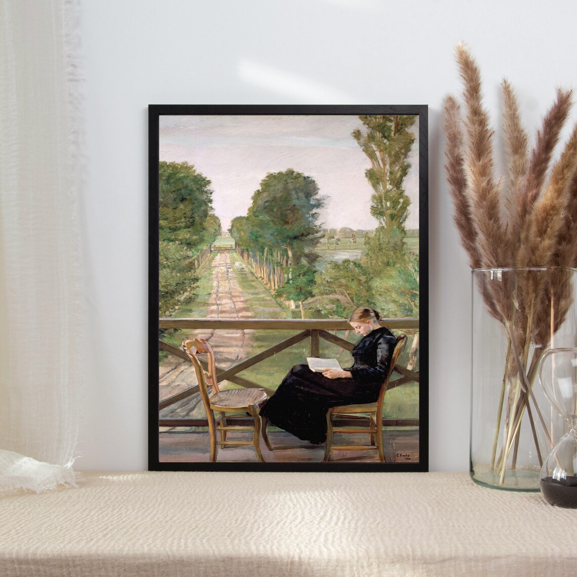 Woman Reading Portrait Vintage Art Painting Print - Image 2