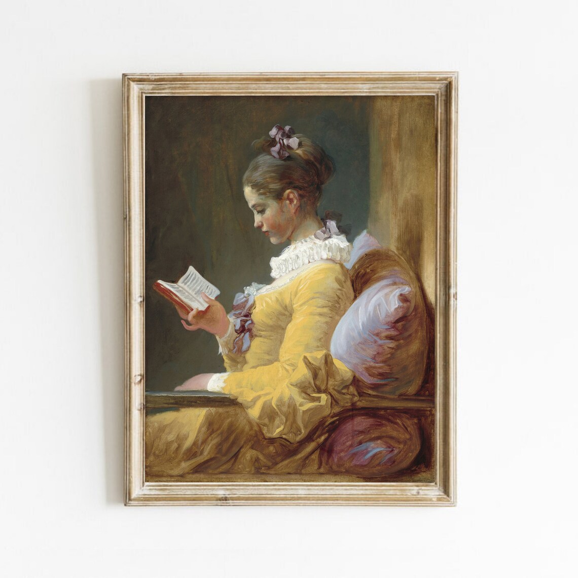 Girl Reading Antique Portrait Vintage Art Print