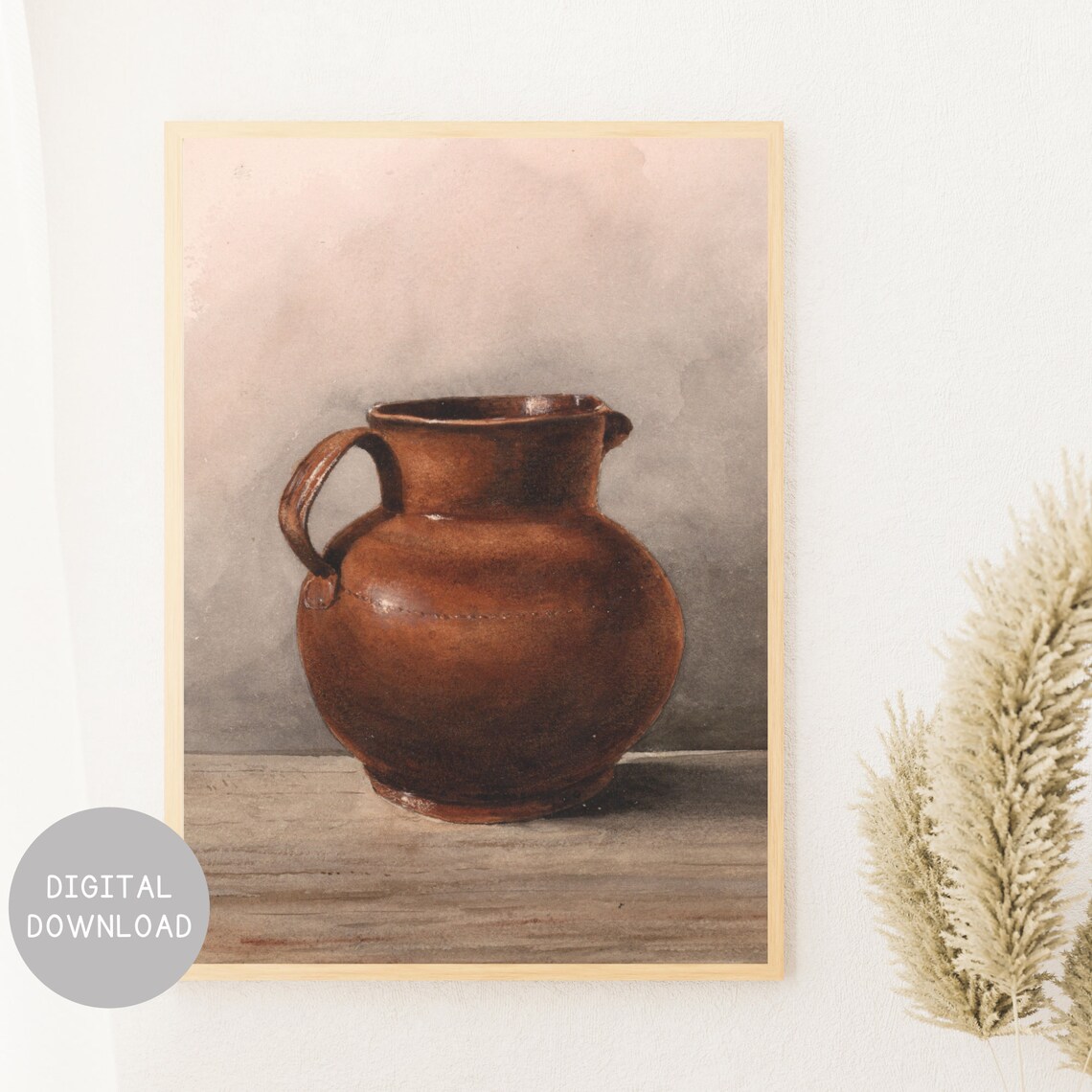 Vintage Jug Still Life, Rustic Kitchen Art Print - Image 2