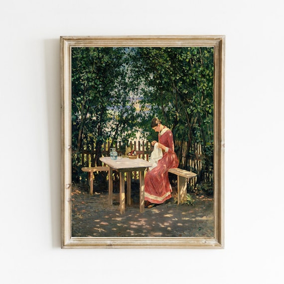 Portrait Of A Woman, Vintage Garden Art Print