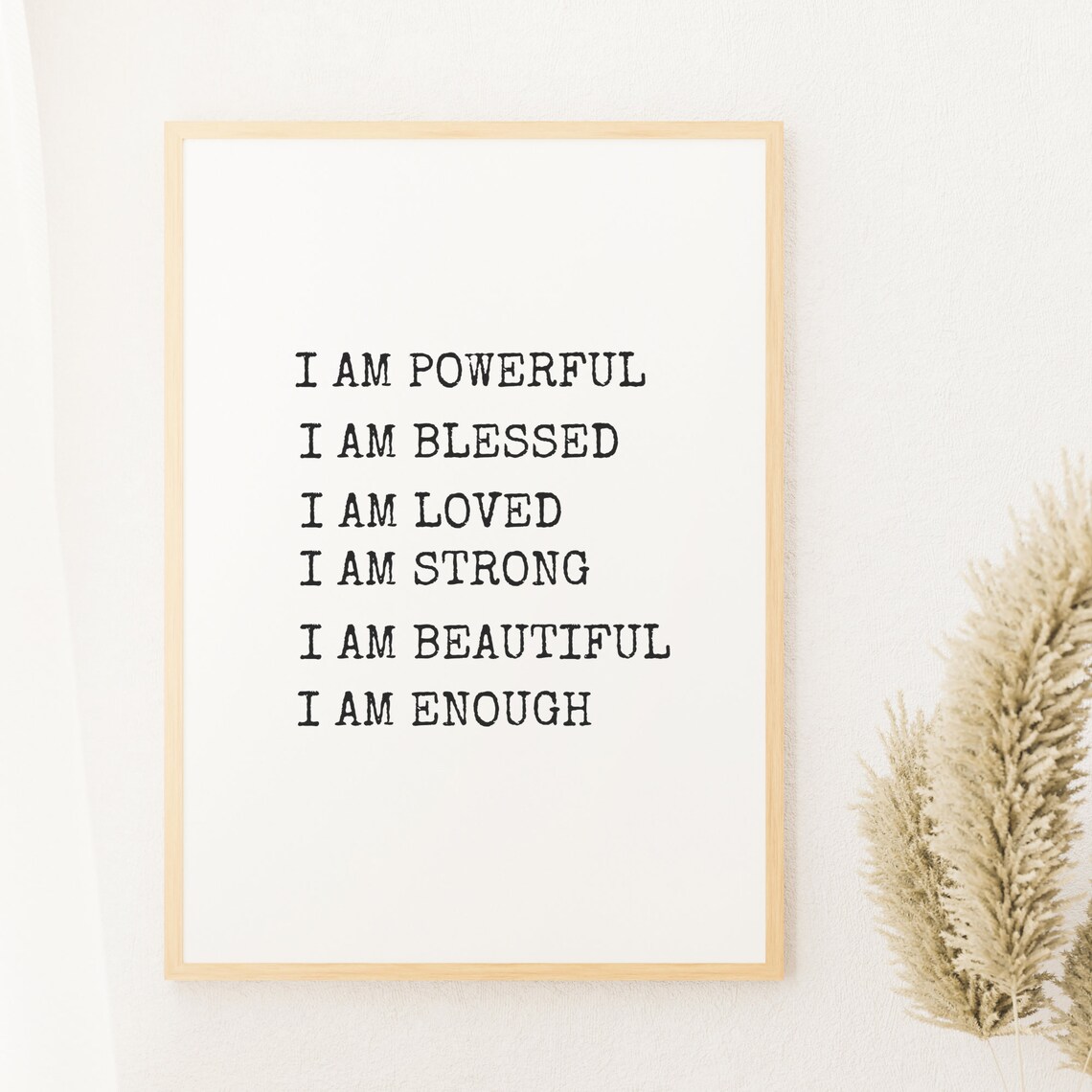 Daily Affirmations Wall Art Inspirational Quotes Wall Art Motivational Quotes Typography Print I Am Enough Quote Poster