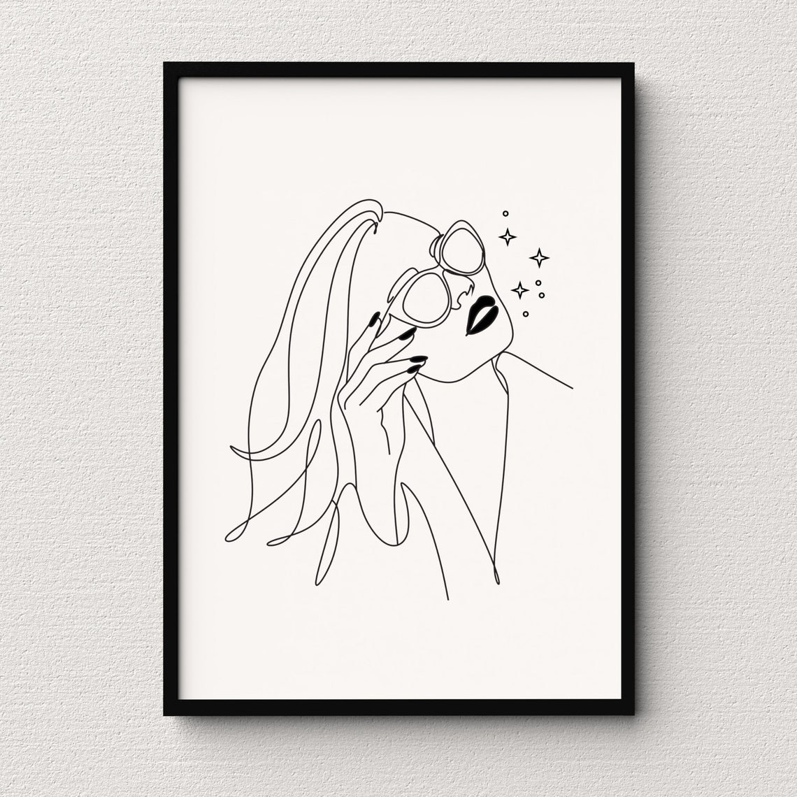 Woman With Glasses Print Woman Line Art Print Modern Fashion Prints Abstract Face Line Art Female Line Art Poster Minimalist Wall Art - Image 2