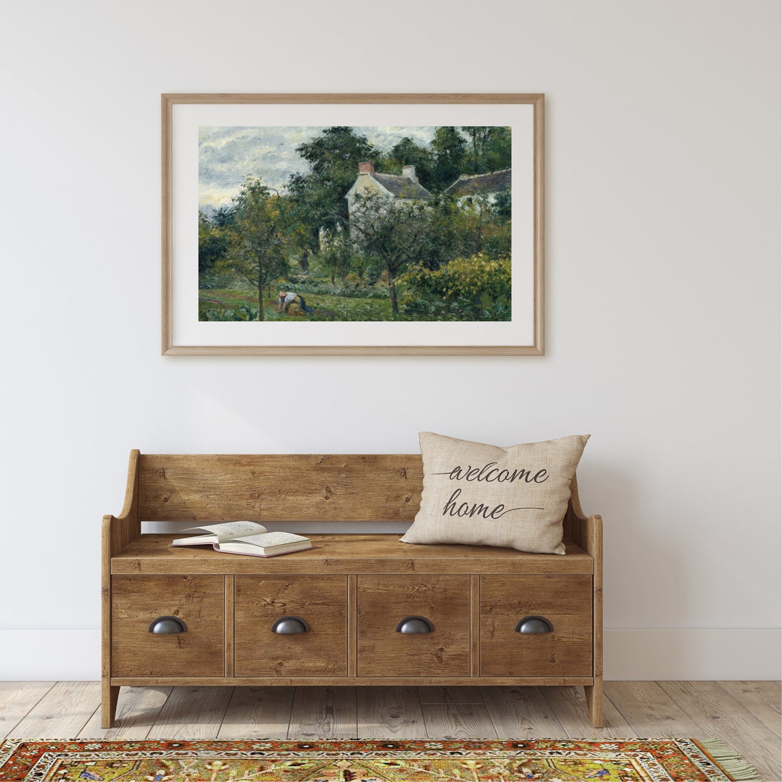 French Cottage Garden Lush Green Impressionist Gardener Scene Poster - Image 2