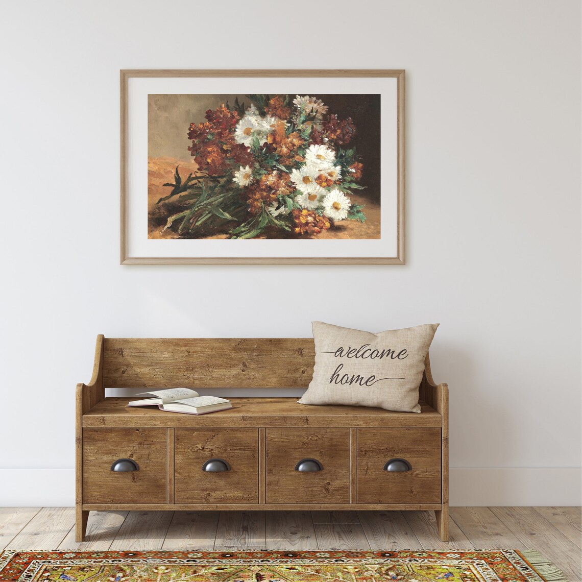 Vintage Autumn Flower Bouquet Still Life Art Print - Image 2