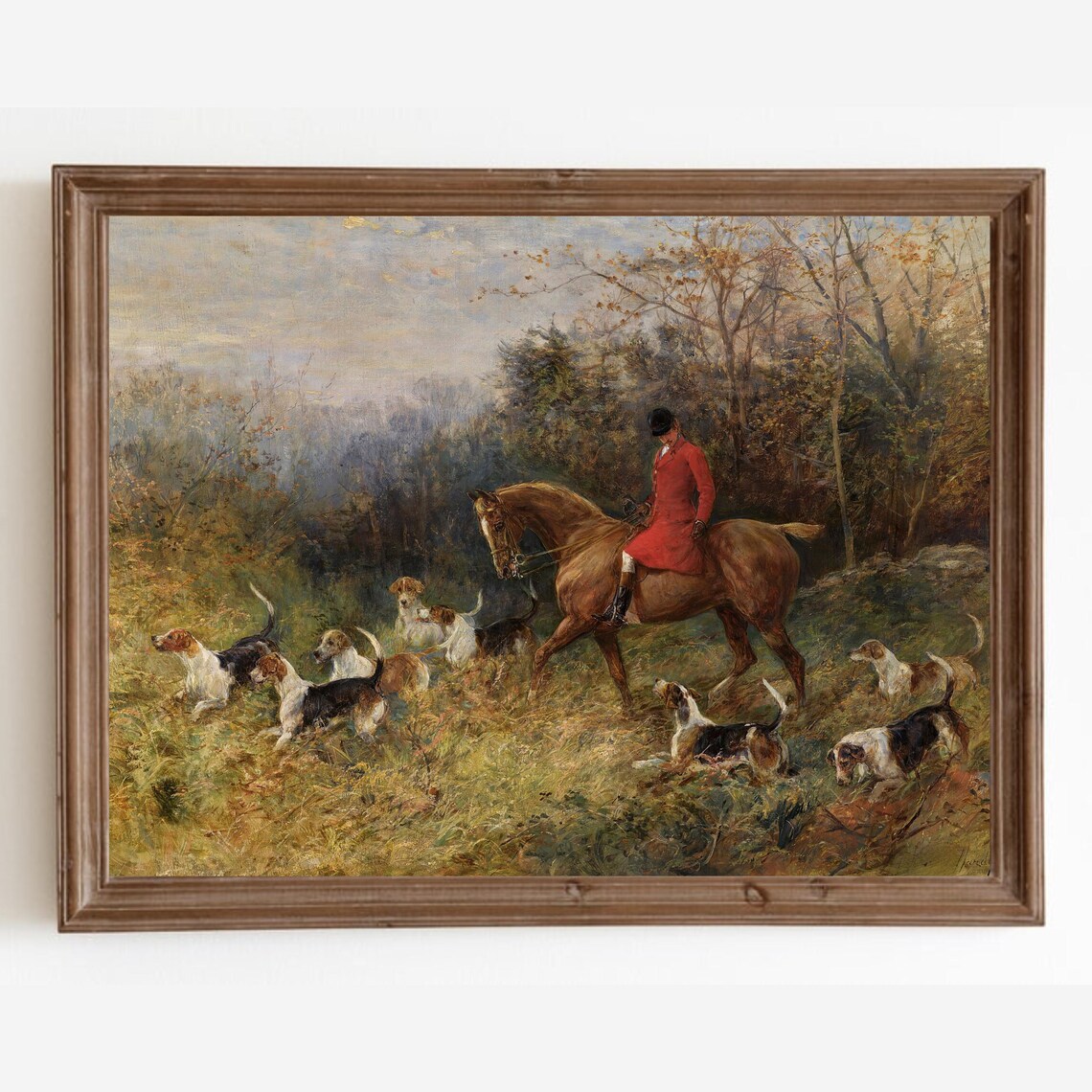 Vintage Equestrian Horse Painting, Rustic Farmhouse Decor