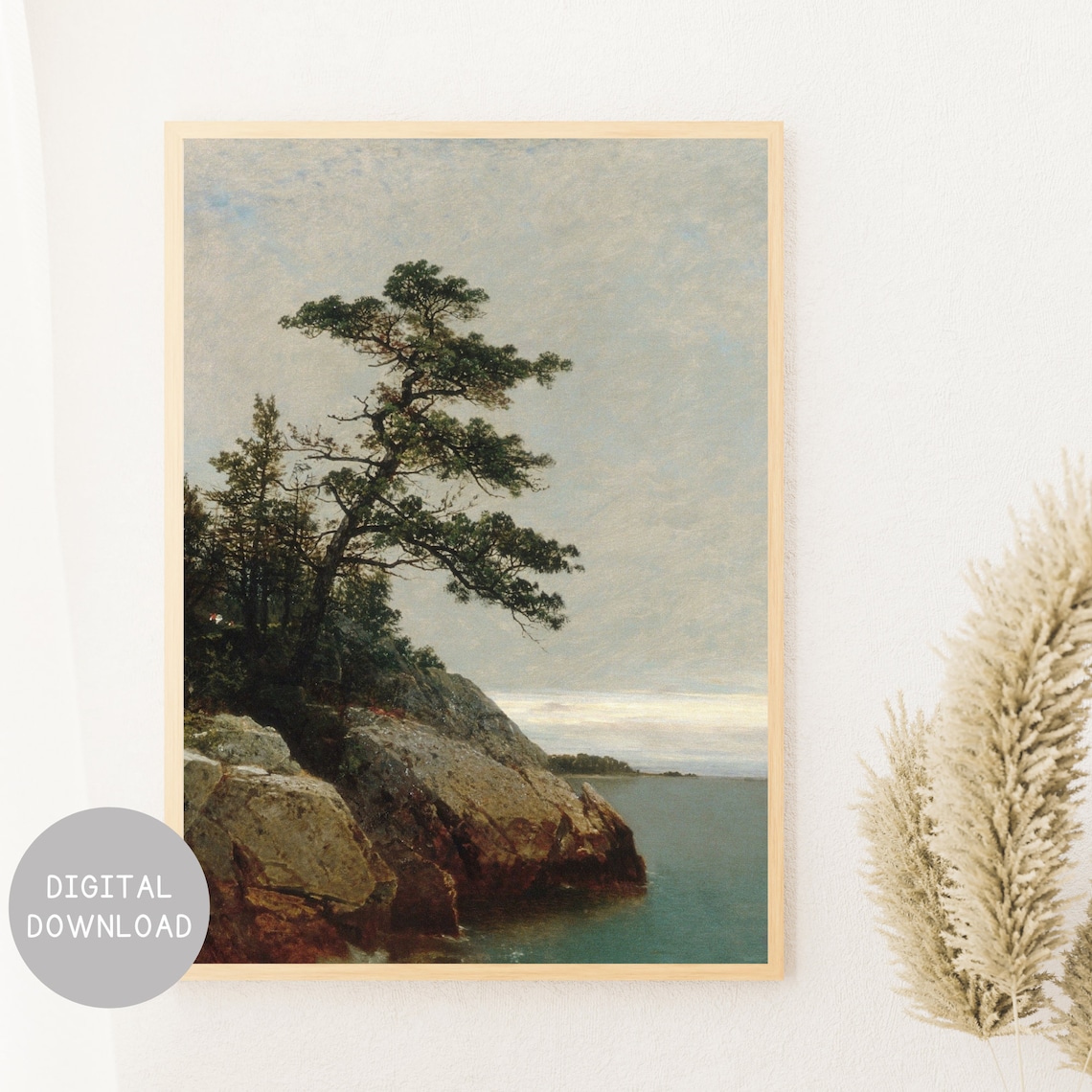 Lone Pine Vintage Coastal Landscape Art Print - Image 2