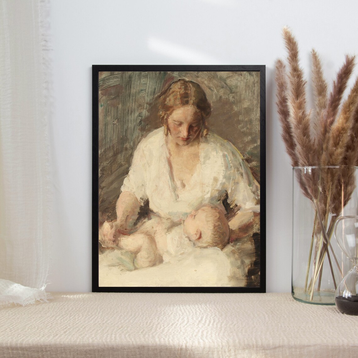 Mother and Baby Vintage Motherhood Nursery Art Print - Image 2