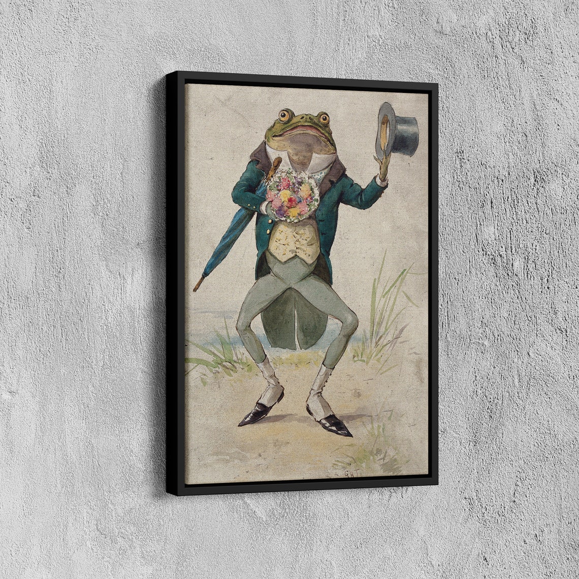 Dapper Frog Gentleman In Tuxedo Top Hat Bouquet Vintage Poster - Image 7