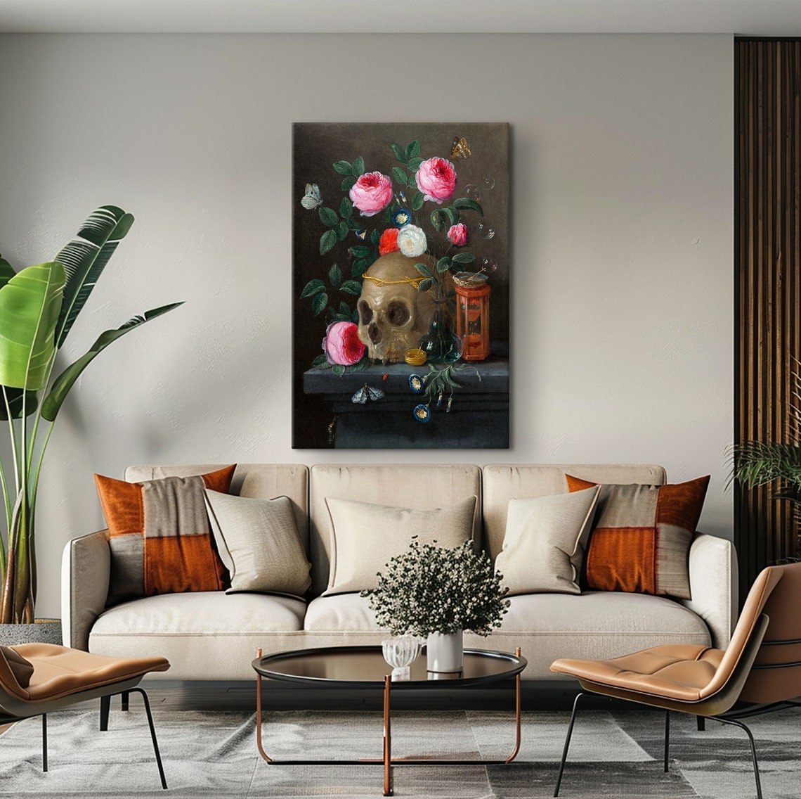 Gothic Skull Vanitas Still Life Crowned With Roses Classic Poster - Image 4
