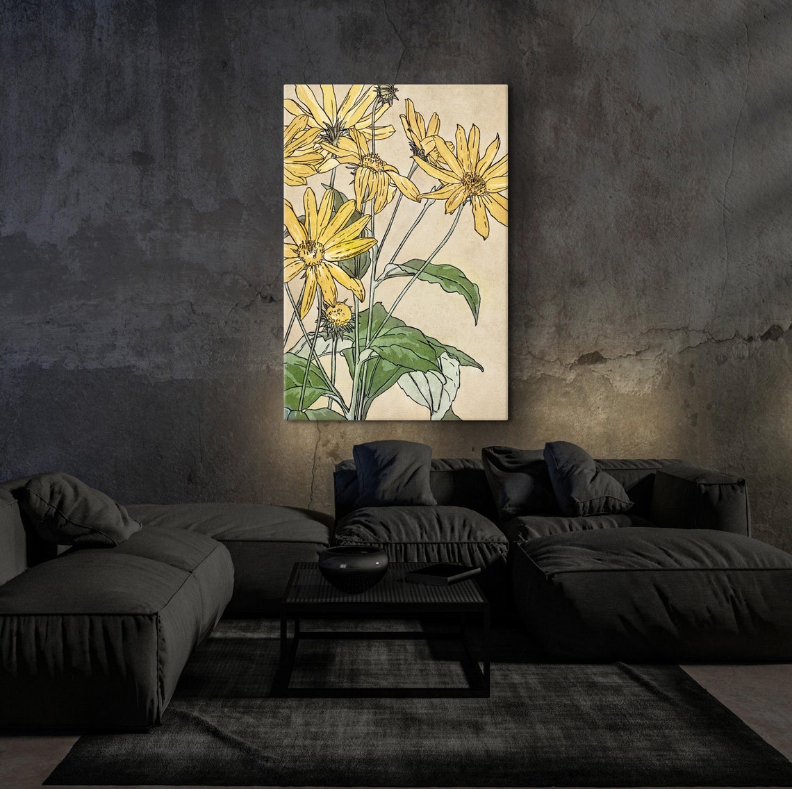 Vintage Yellow Sunflower Botanical Illustration Wildflower Poster - Image 6
