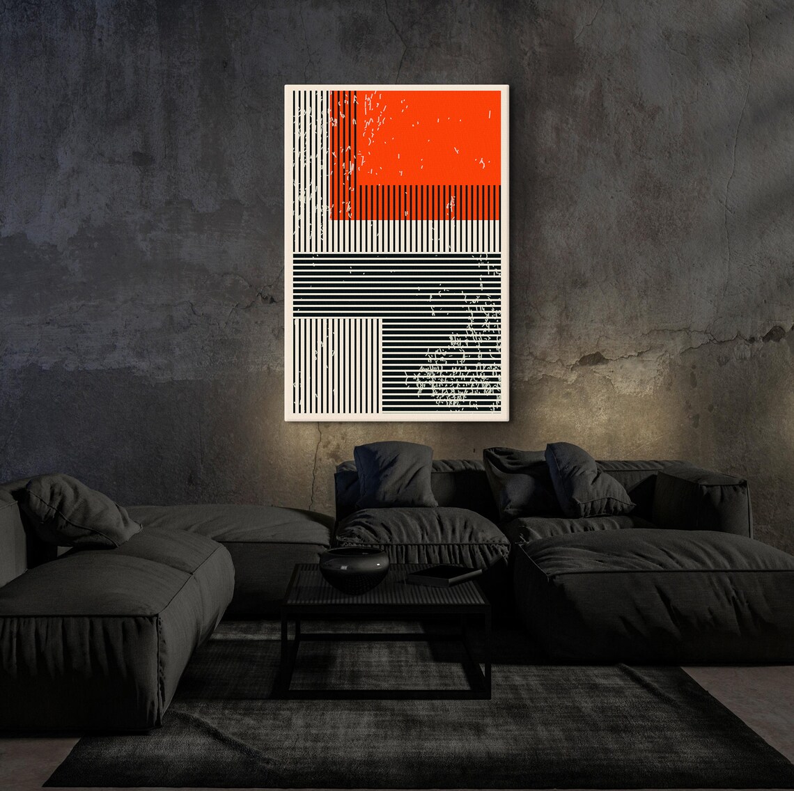 Linear Abstract Wall Art Minimalist Orange And Black Painting Art Contemporary Art Print Modern Painting Large Wall Art - Image 5