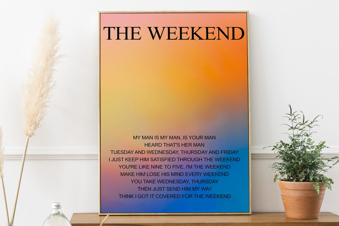 SZA The Weekend Song Lyrics Poster on Gradient Sunset Artwork