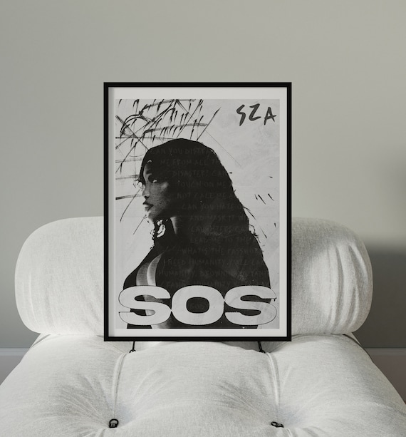 SZA SOS Black White Profile Portrait Album Cover Style Music Poster