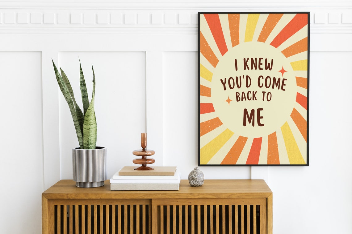 I Knew You'd Come Back To Me Retro Sunburst Cardigan Lyrics Poster - Image 2
