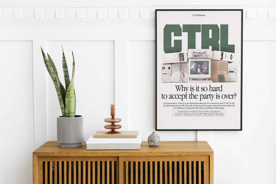 SZA Ctrl Debut Album Cover Retro Computers Lyric Quote Poster - Image 2