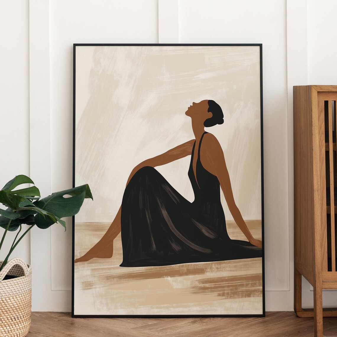 Abstract People, Black Beige Minimalist Poster - Image 4