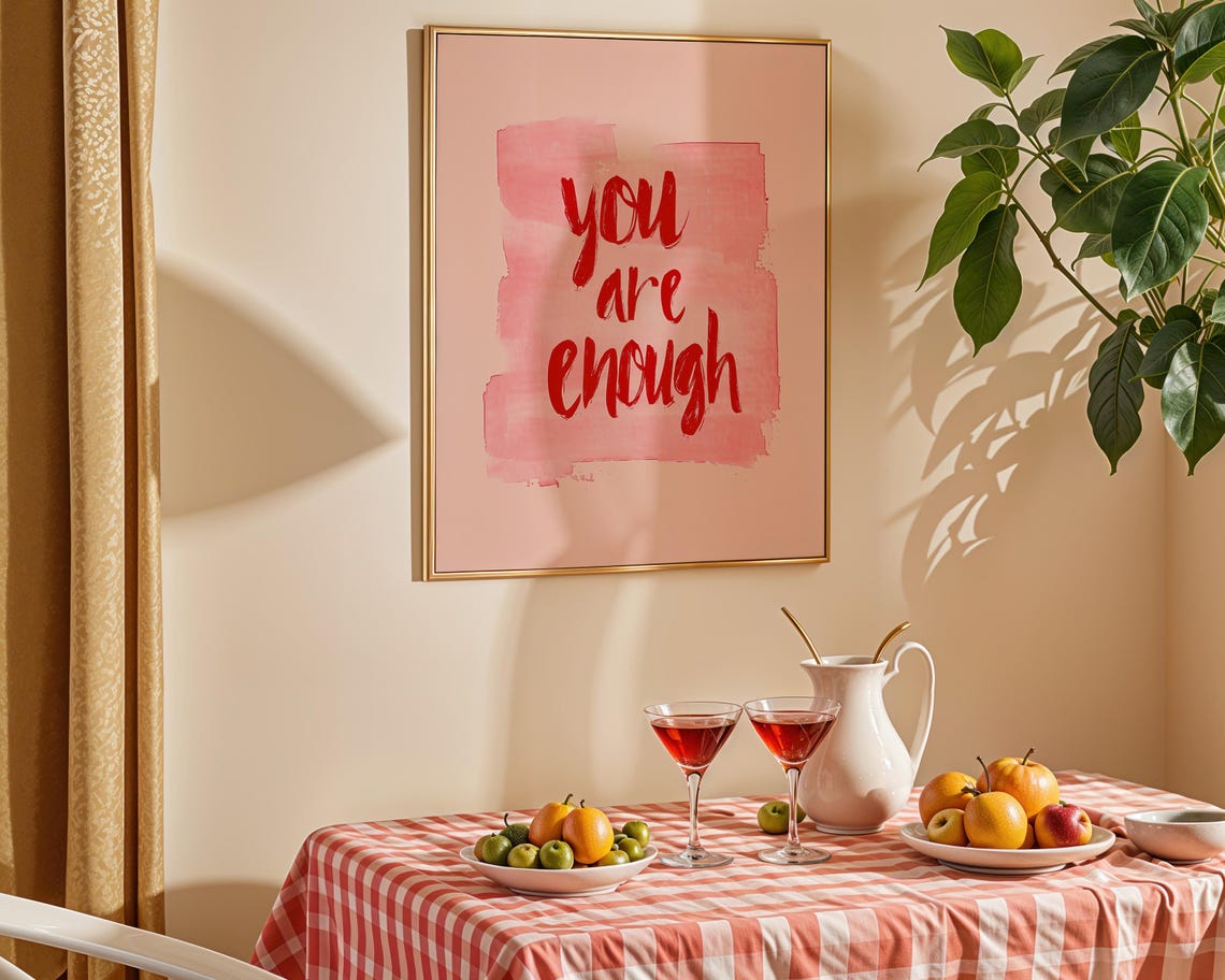 You Are Enough Motivational Quote Trendy Wall Art Print Positive Quote Typography Large Living Room Wall Art - Image 2