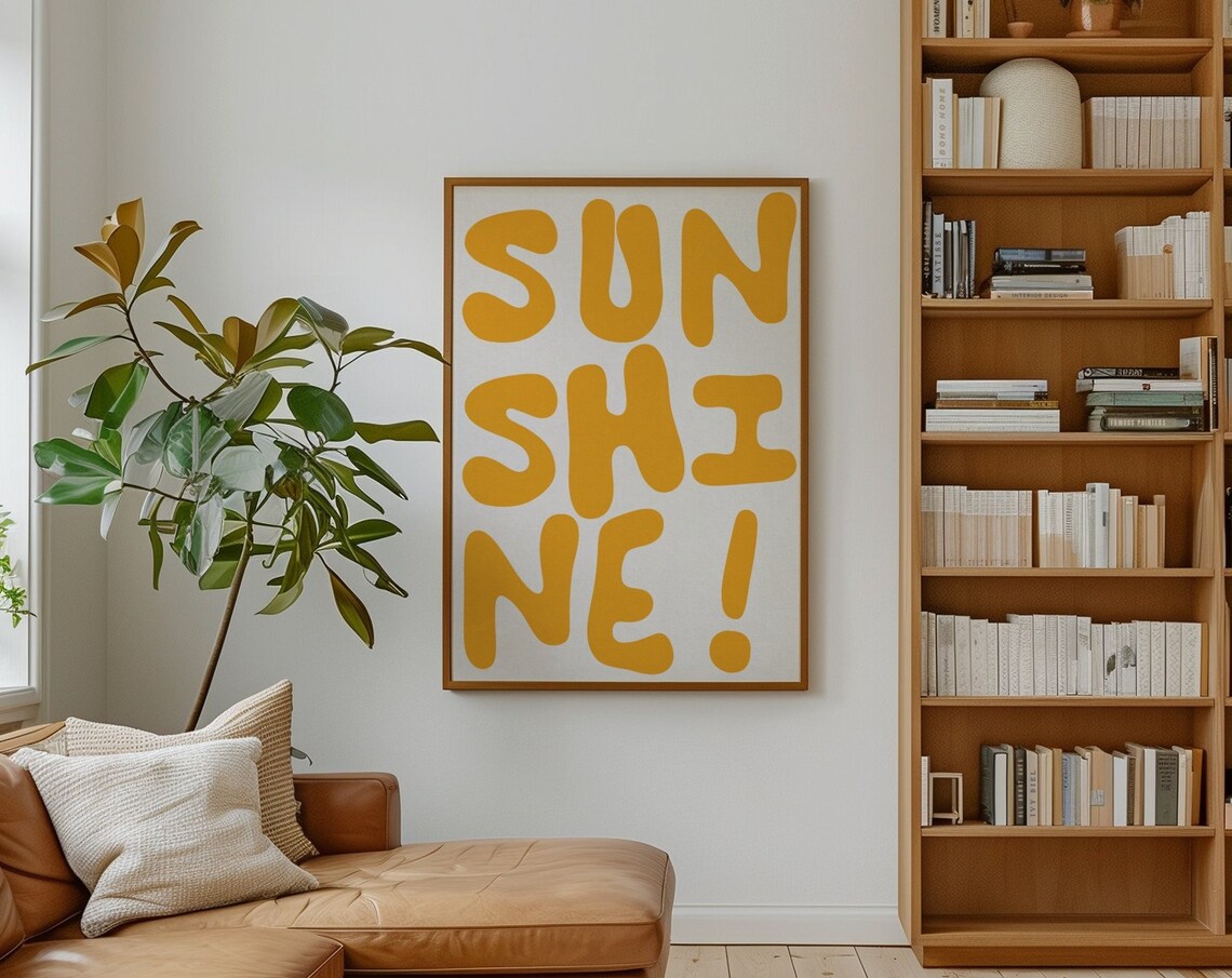 Sunshine Bold Yellow Bubble Letter Summer Happiness Joy Poster - Image 3