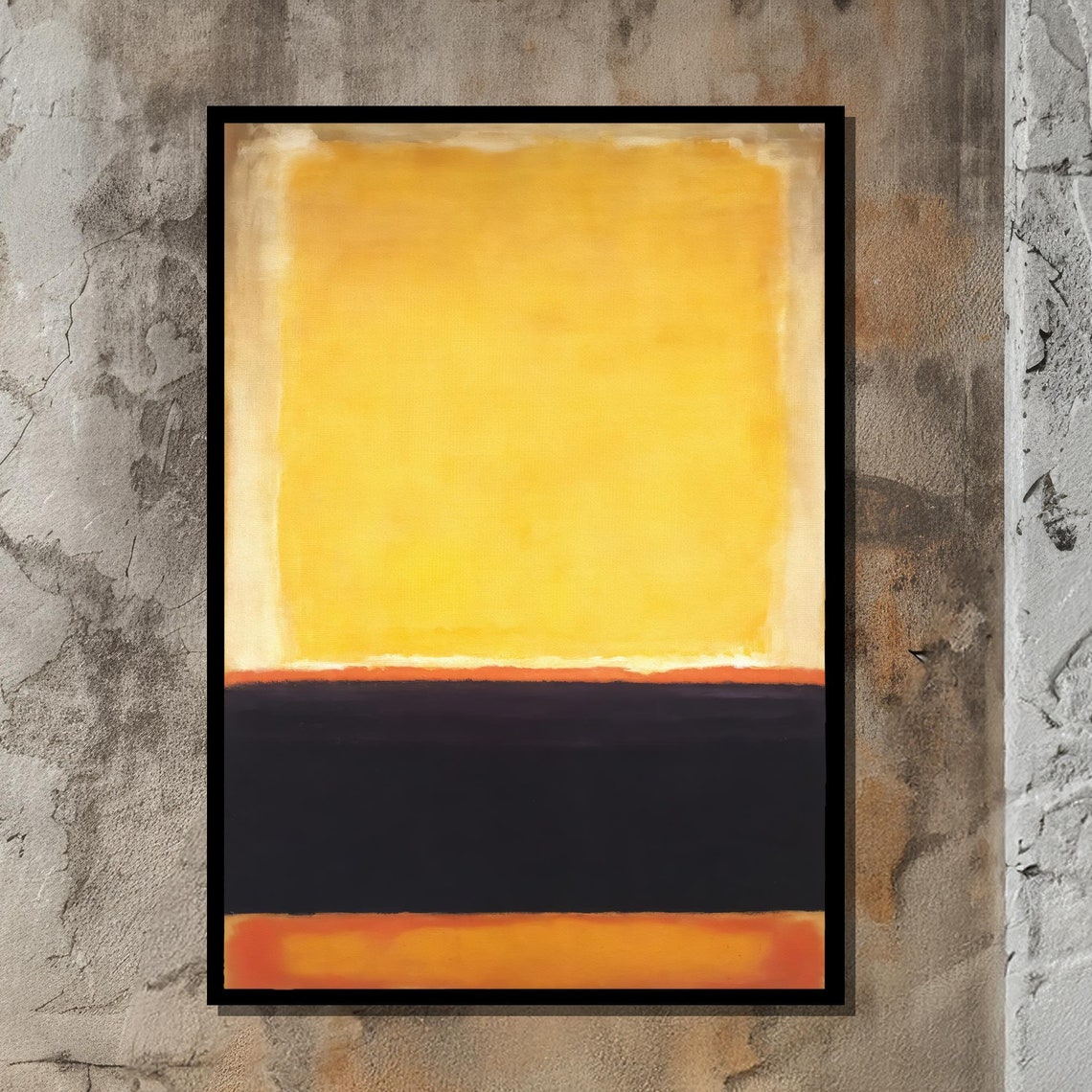 Rothko Style Yellow Black Orange Color Field Abstract Canvas Art Print