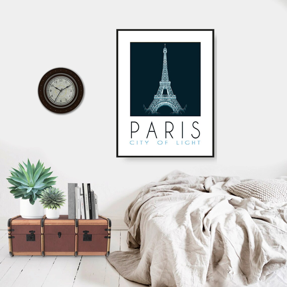 Paris Eiffel Tower City Of Light Minimalist Bedroom Travel Poster