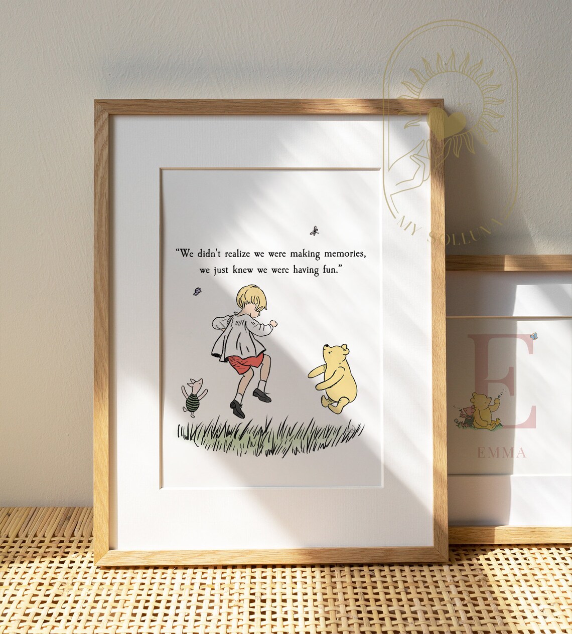 We Were Having Fun Pooh Christopher Robin Piglet Colored Nursery Poster - Image 3