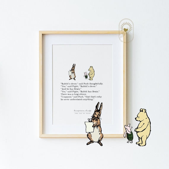 Rabbit Is Clever Benjamin Hoff Tao of Pooh Quote Funny Classic Art Poster