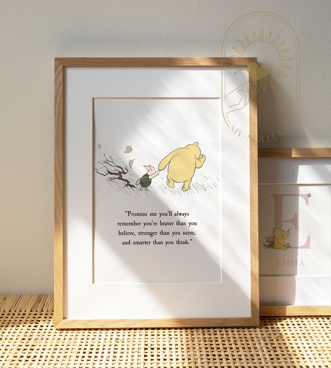 Winnie the Pooh Christening Nursery Art, Vintage Quote Print - Image 2