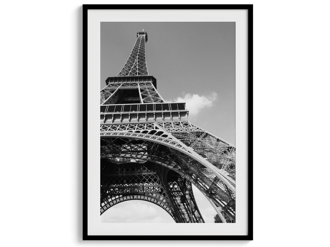 Eiffel Tower From Below Black And White Paris Iron Architecture Poster