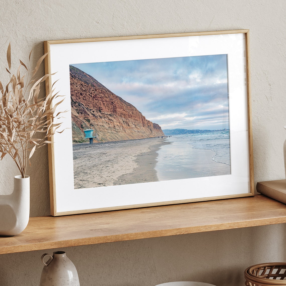 San Diego Beach Cliffs Lifeguard Tower Calm Shoreline View Poster - Image 3