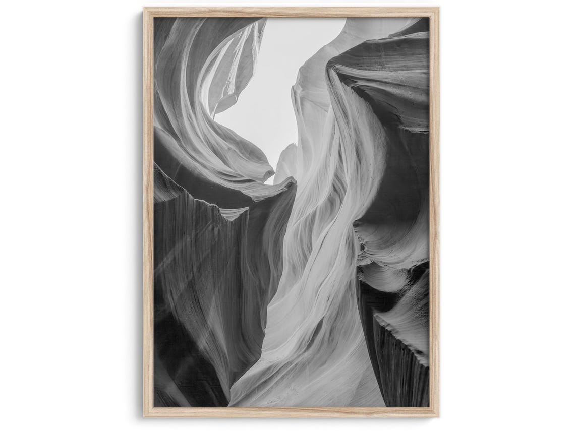 Antelope Canyon Black And White Slot Canyon Swirling Rock Wall Poster - Image 2