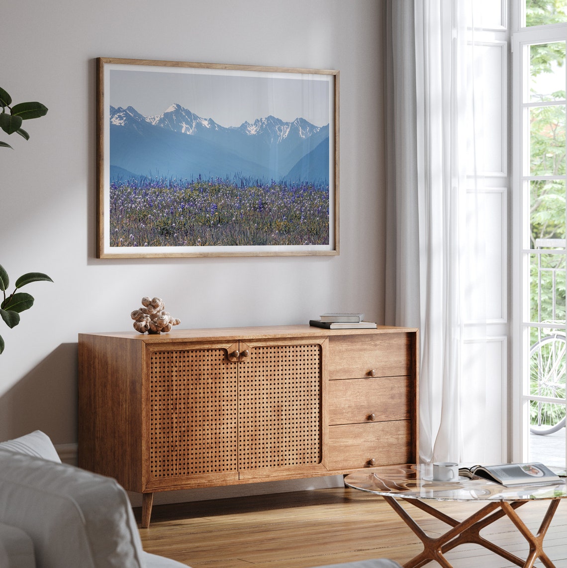 Washington Wildflower Meadow Purple Blooms Snowy Mountain Range Poster - Image 3