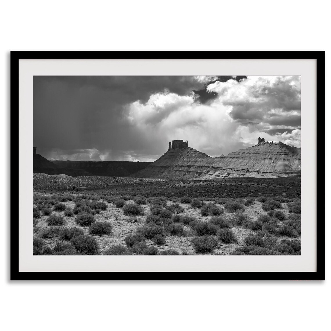 Black And White Utah Desert Landscape Art Print