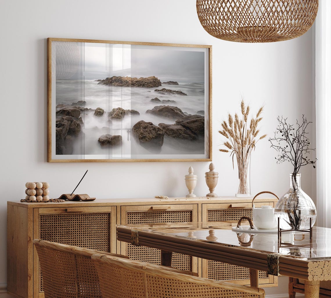 Rocky Coast Long Exposure Silky Water Gray Moody Seascape Poster - Image 5