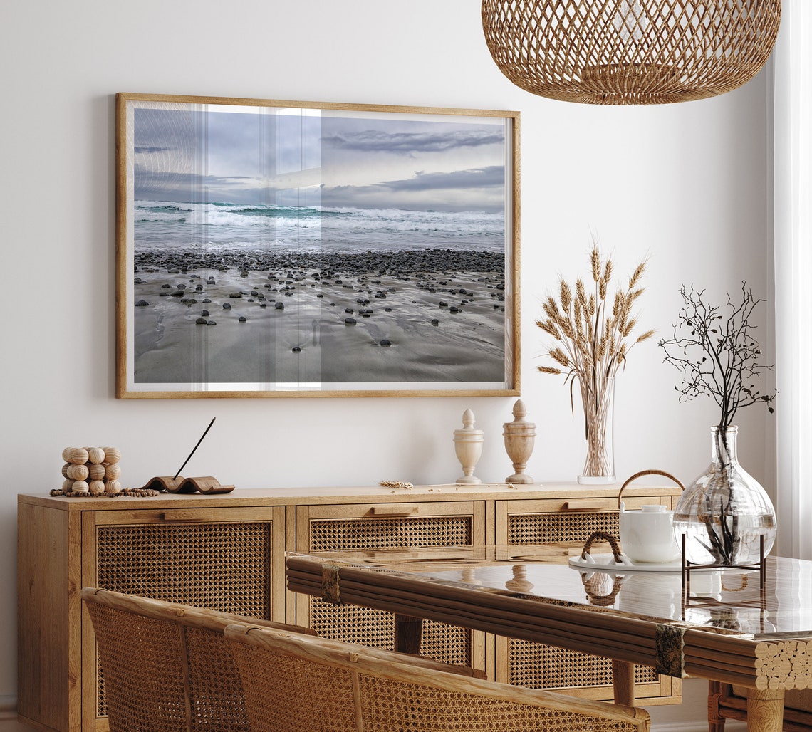 Pebble Beach California Moody Waves Rocky Shore Overcast Sky Poster - Image 4