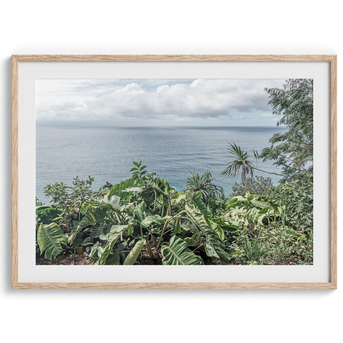 Hawaii Tropical Ocean Overlook Lush Green Hillside Coast View Poster