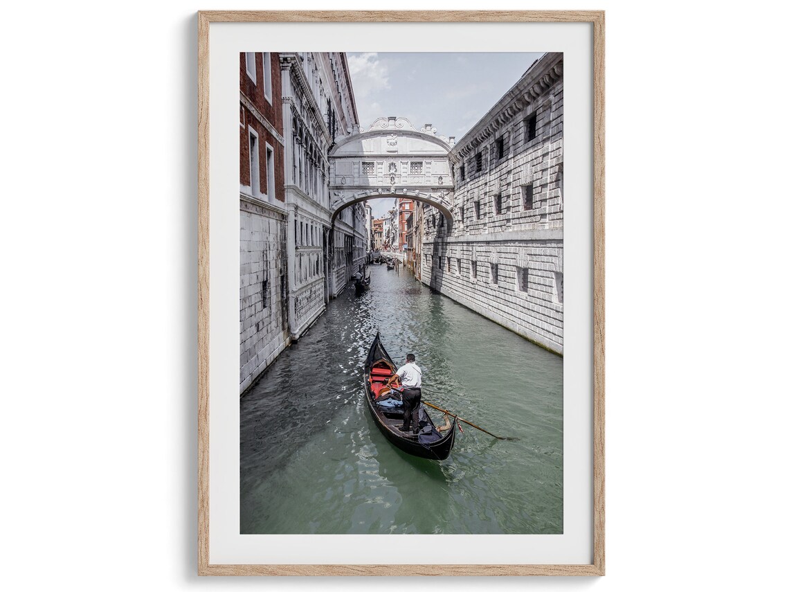 Venice Italy Bridge of Sighs Gondola Canal Photography Travel Poster