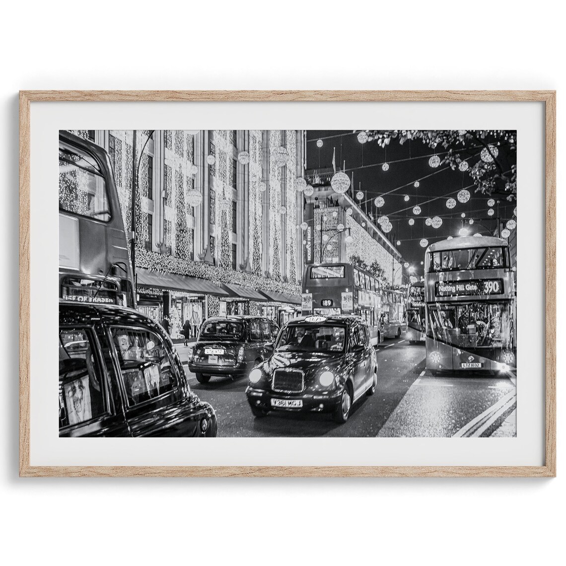 London Street at Christmas, Holiday Wall Art Print - Image 4