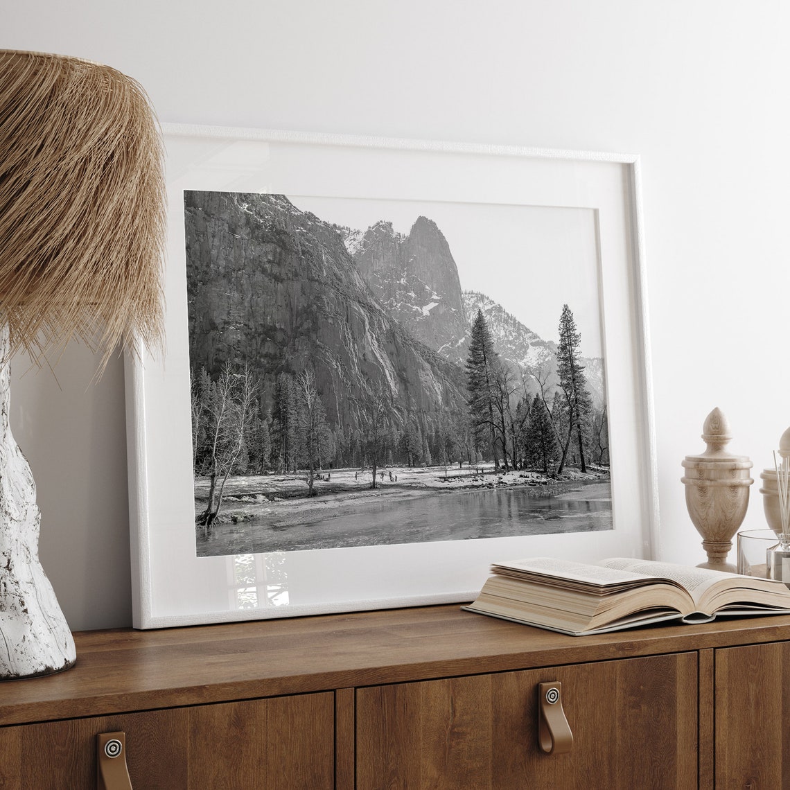 Yosemite Valley Winter Snow Granite Cliffs Merced River View Poster - Image 4