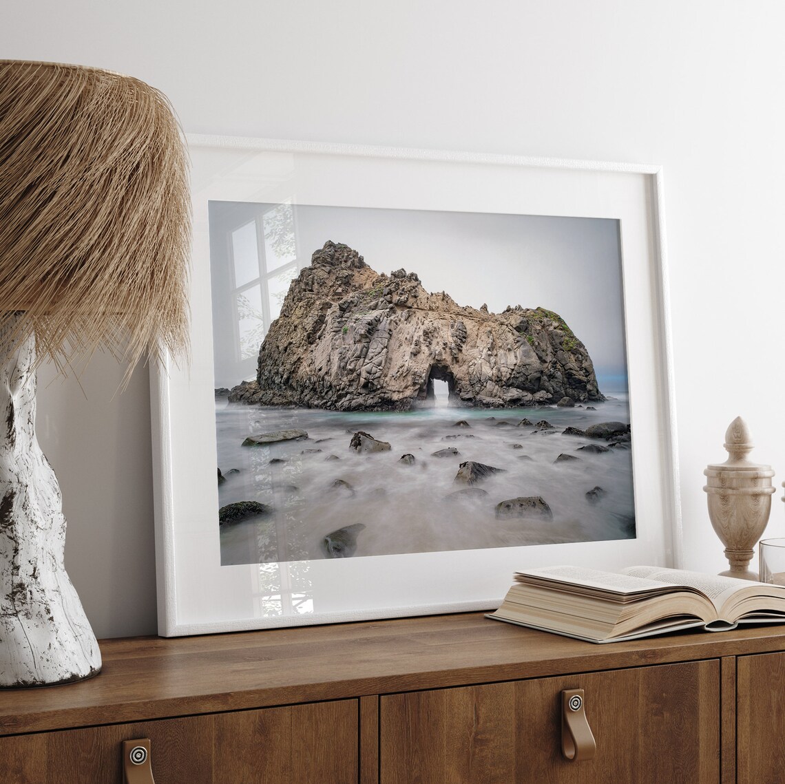 Big Sur Pfeiffer Beach Sea Arch Rock Foggy Moody Coast Travel Poster - Image 2