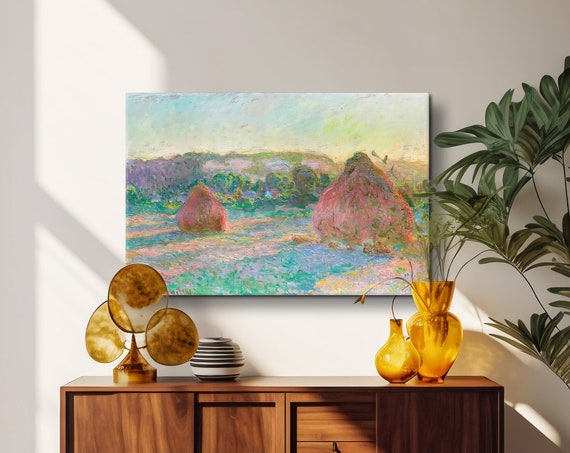 Claude Monet Stacks Of Wheat Print Exhibition Poster Impressionist Landscape Painting Haystacks Series Reproduction