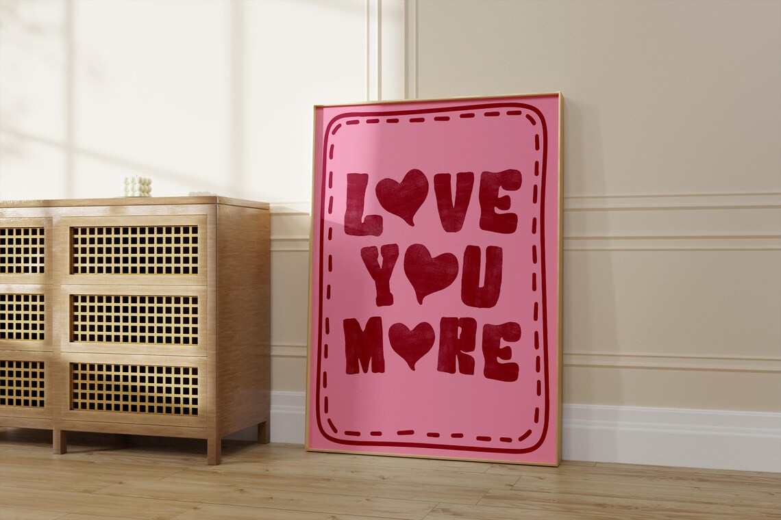 Love You More Minimalist Valentine Art Print - Image 2