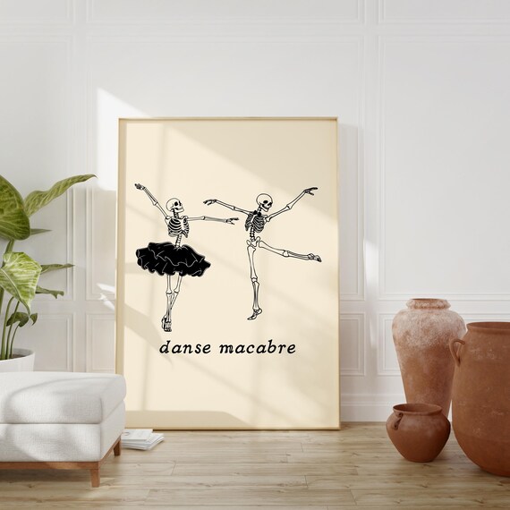 Danse Macabre Skeleton Ballet Dancers Funny Halloween Poster